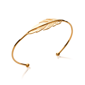 18ct Yellow Gold Plated Feather Bangle