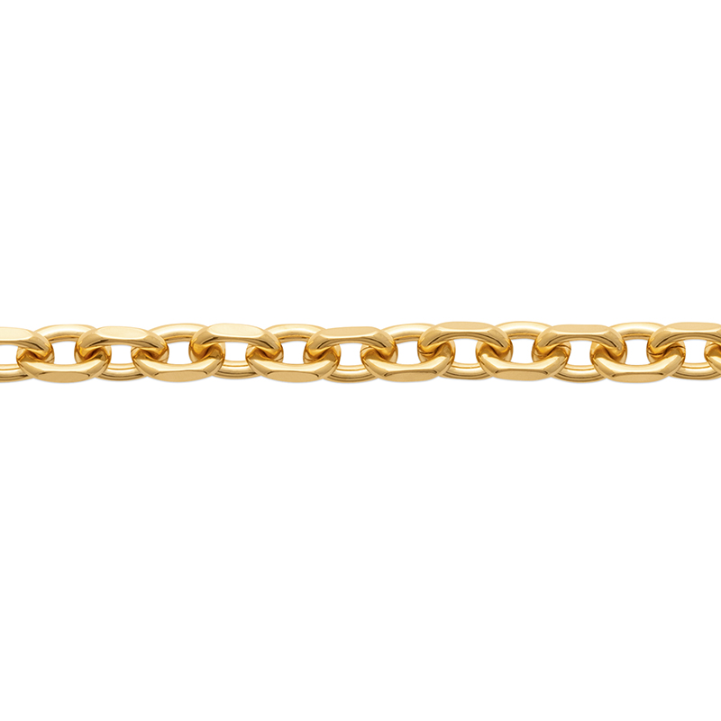 18Ct Yellow Gold Plated Oval Link Fob 19cm Bracelet