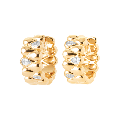 18ct Yellow Gold Plated Cubic Zirconia Multi Teardrop Wide Hoops
