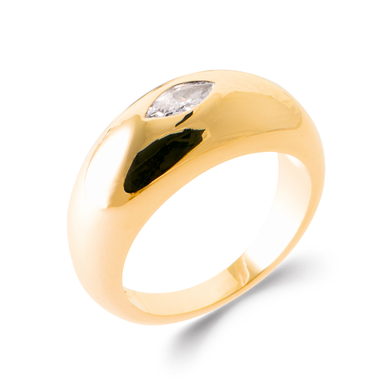 18ct Yellow GoldCZ Marquis Dome Ring