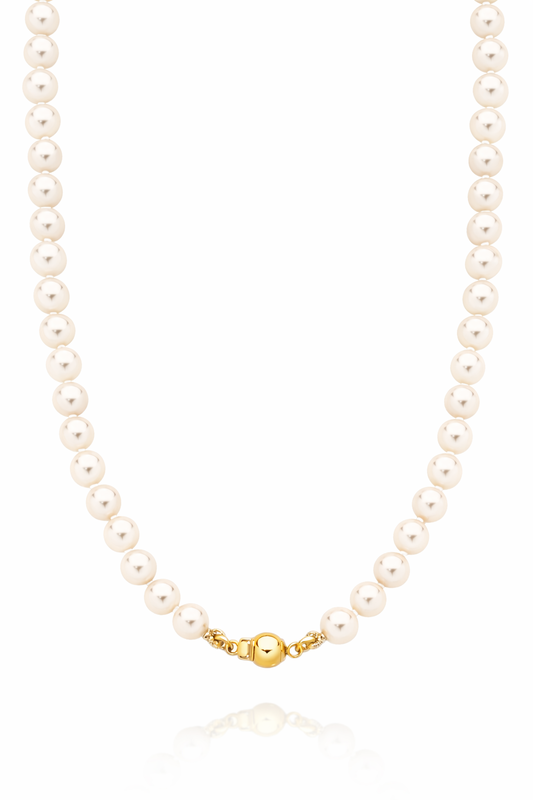 9 Carat Yellow Gold 6-6.5mm Freshwater Pearl 45cm Necklace with 6mm Yellow Gold Ball clasp