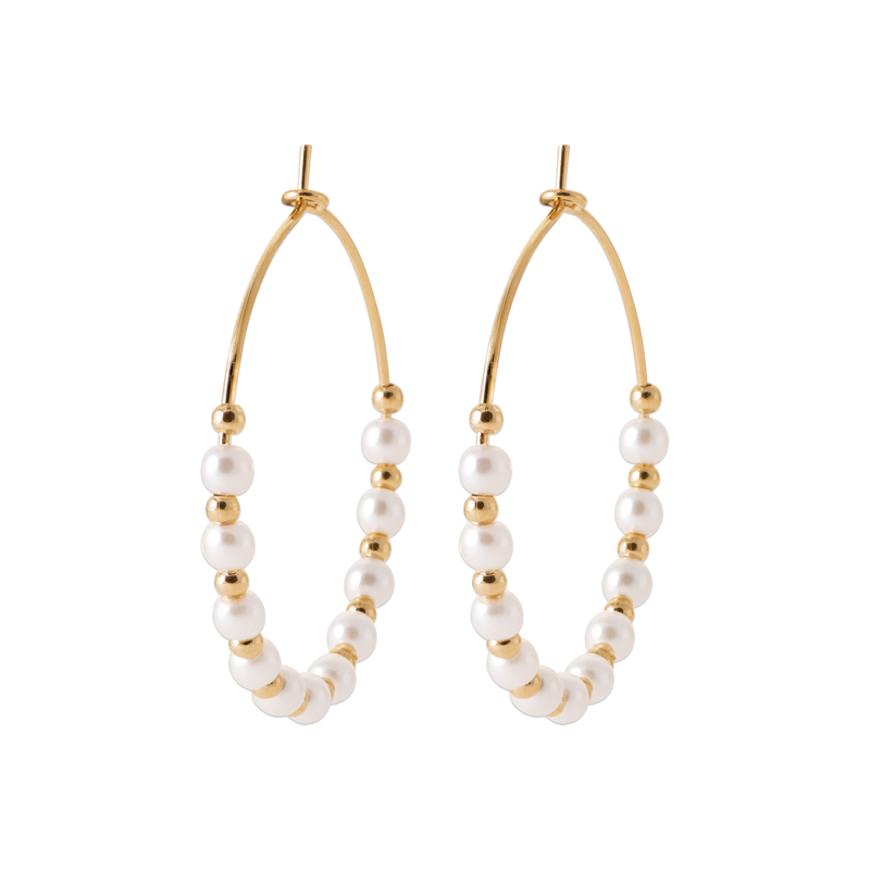 18ct Yellow Gold Plated Synthetic Gemstone Beaded Large Hoop Earrings