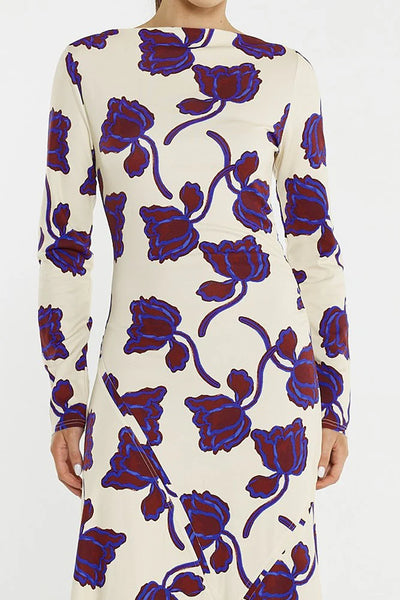 Jade Seamed Jersey Dress Winter Poppy Cream