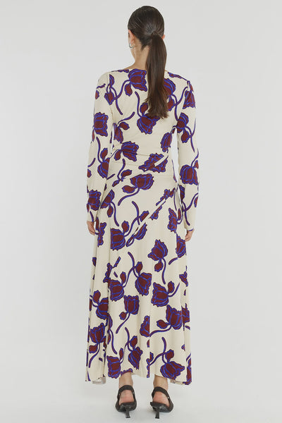 Jade Seamed Jersey Dress Winter Poppy Cream