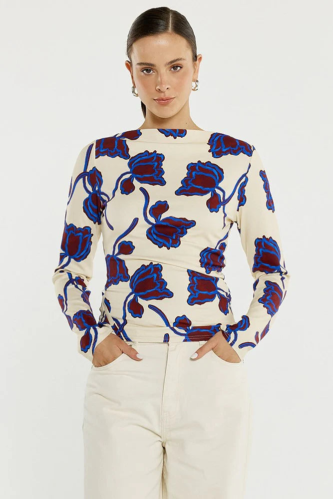 Jade Seamed Jersey Top Winter Poppy Cream