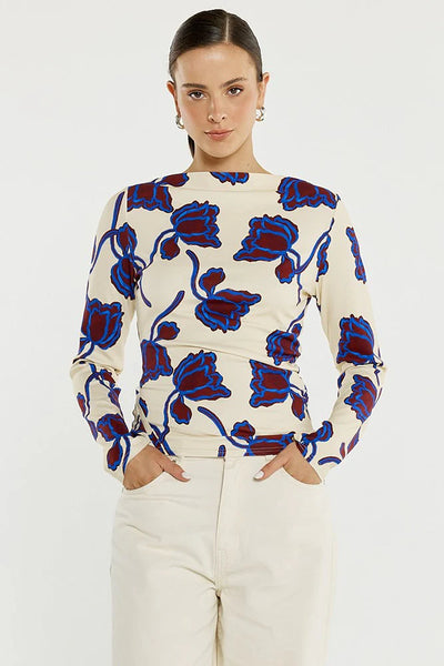 Jade Seamed Jersey Top Winter Poppy Cream