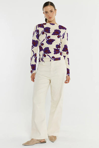 Jade Seamed Jersey Top Winter Poppy Cream