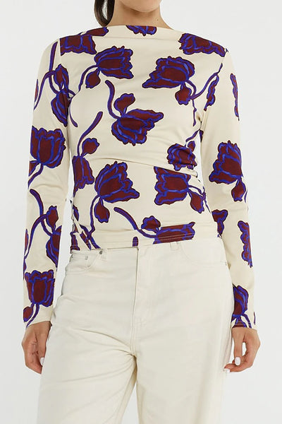 Jade Seamed Jersey Top Winter Poppy Cream
