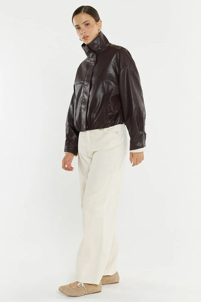 Jude Leather Look Bomber