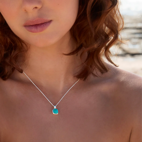 Aura Silver Amazonite Necklace 45cm ext