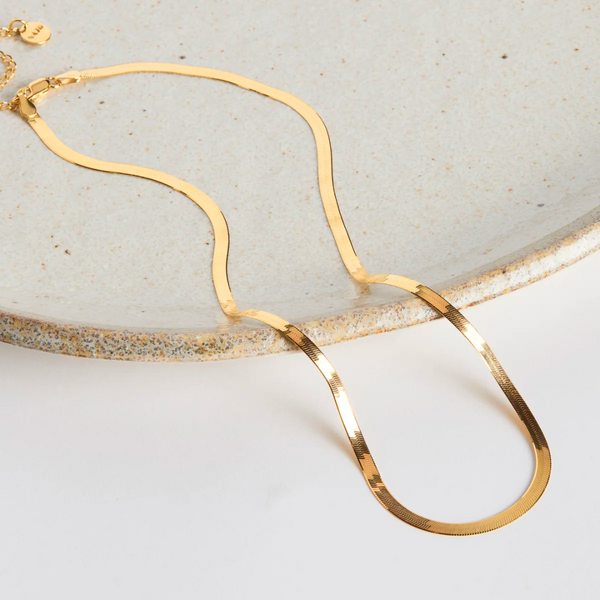 Herringbone Yellow Gold Necklace - 45cm