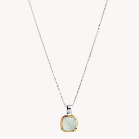 Aura Two Tone Aquamarine Necklace 45cm ext