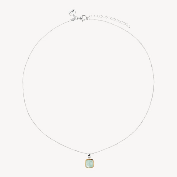 Aura Two Tone Aquamarine Necklace 45cm ext