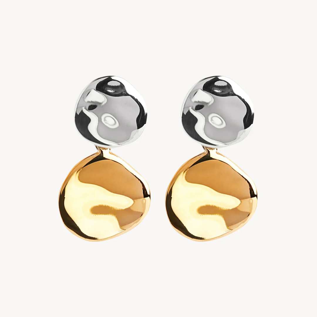 Shard Double Disk Two-Tone Stud Earring