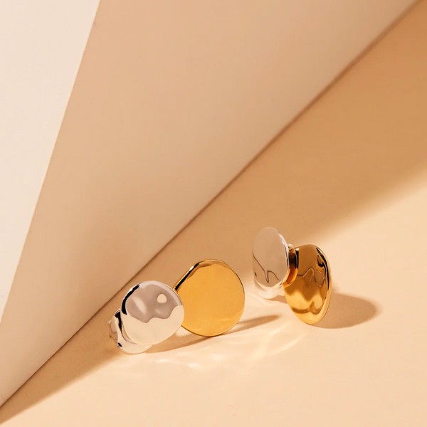 Shard Double Disk Two-Tone Stud Earring