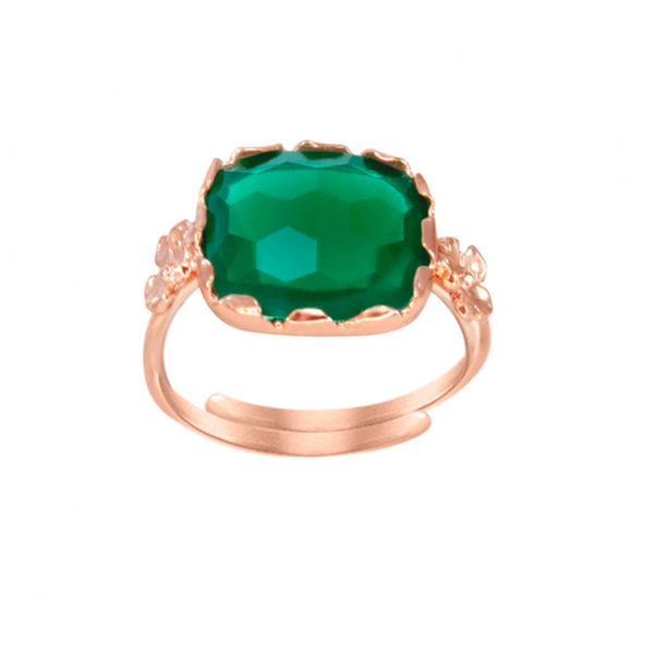 Gem & Flower Green Ring