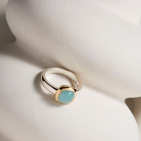 Aura Two-Tone Aquamarine Ring Medium