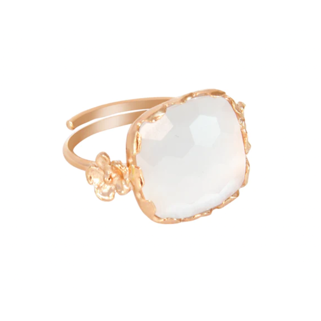 Gem & Flower Cream Ring