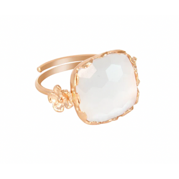 Gem & Flower Cream Ring