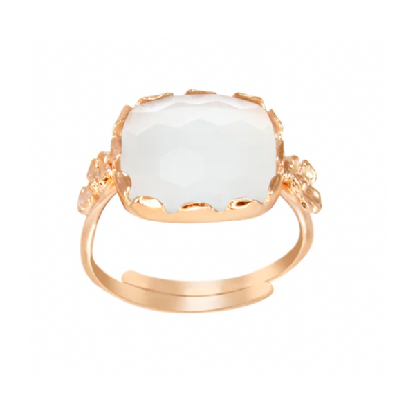 Gem & Flower Cream Ring