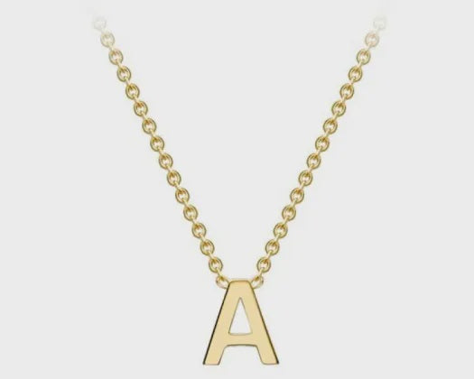 9K Yellow Gold Mini Initial Necklace 38+5cm