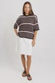 Dylan Knit Tee Chocolate & Pink Stripe