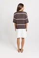 Dylan Knit Tee Chocolate & Pink Stripe