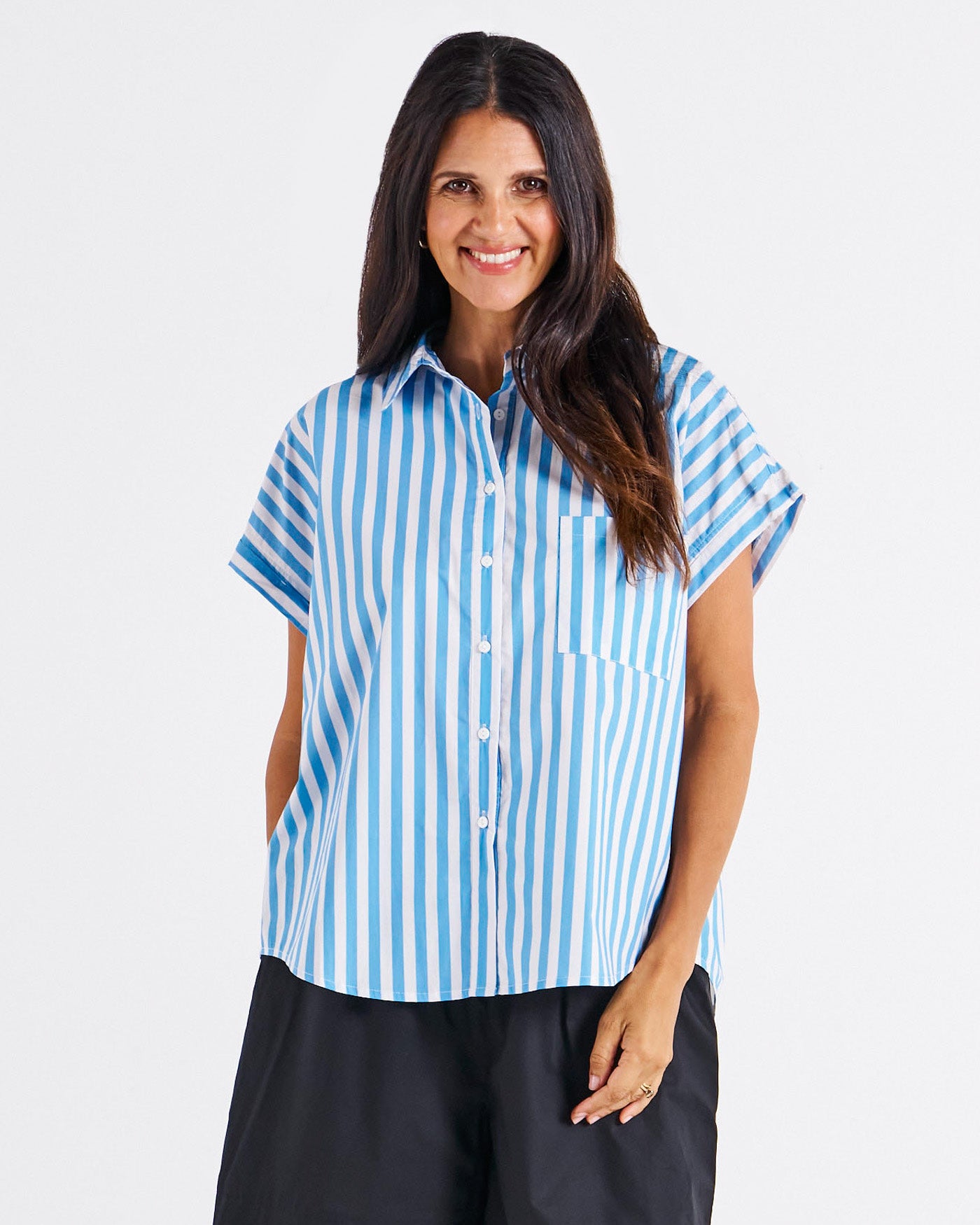 Mara Short Sleeve Shirt Blue Stripe
