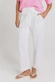 Palm Linen Blend Relax Pants White with Black Stripe