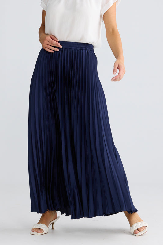 Alias Pleated  Midi Skirt Navy