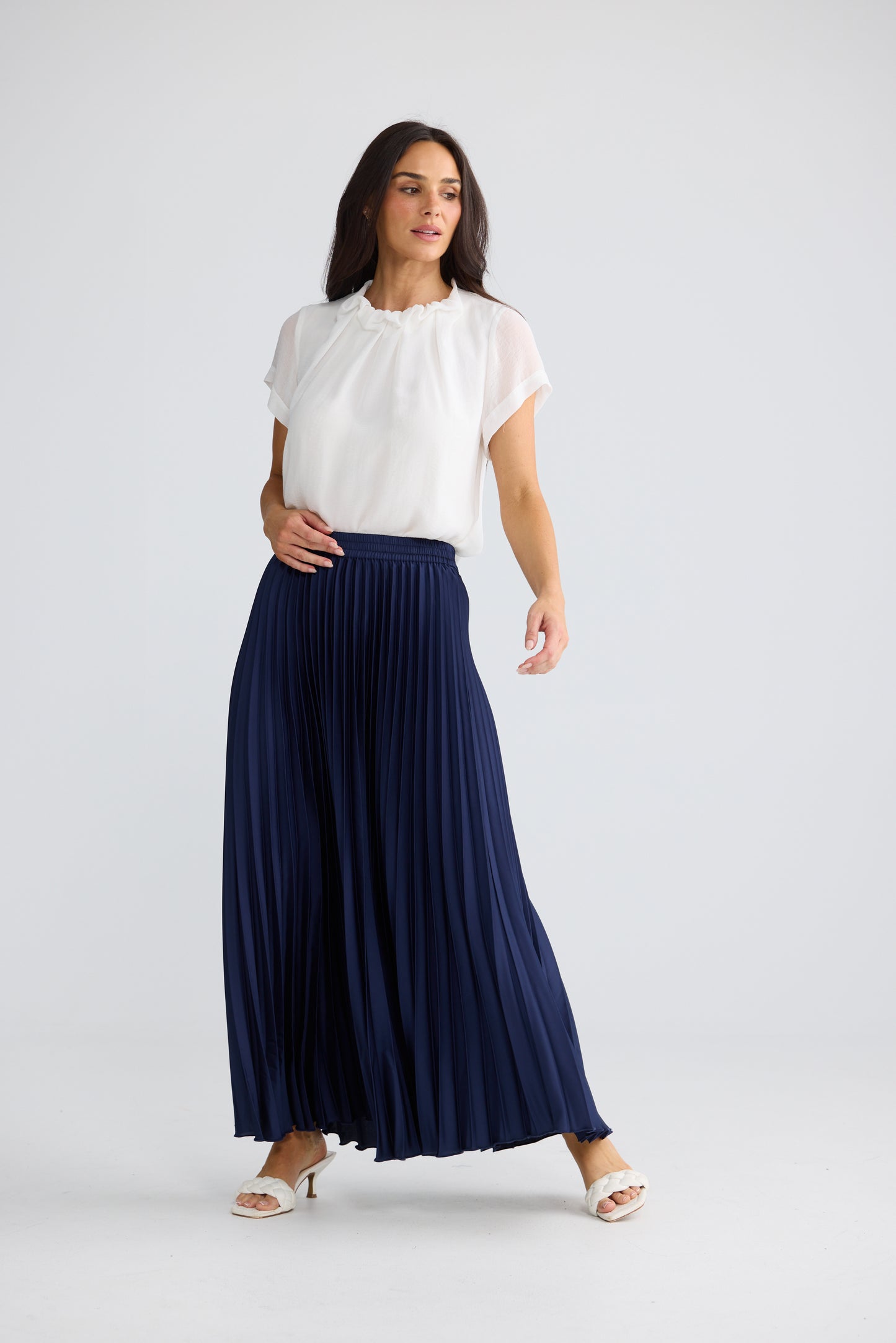 Alias Pleated  Midi Skirt Navy