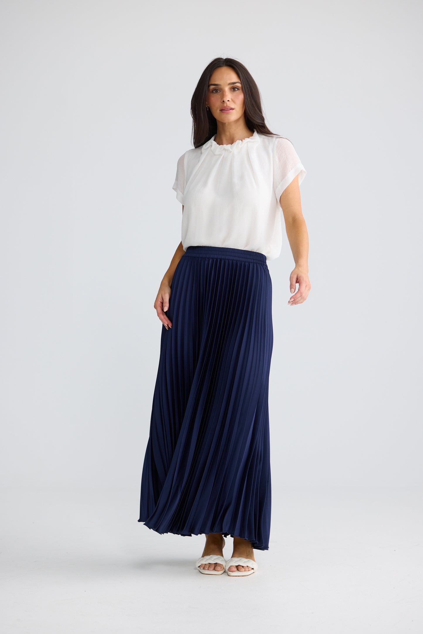Alias Pleated  Midi Skirt Navy