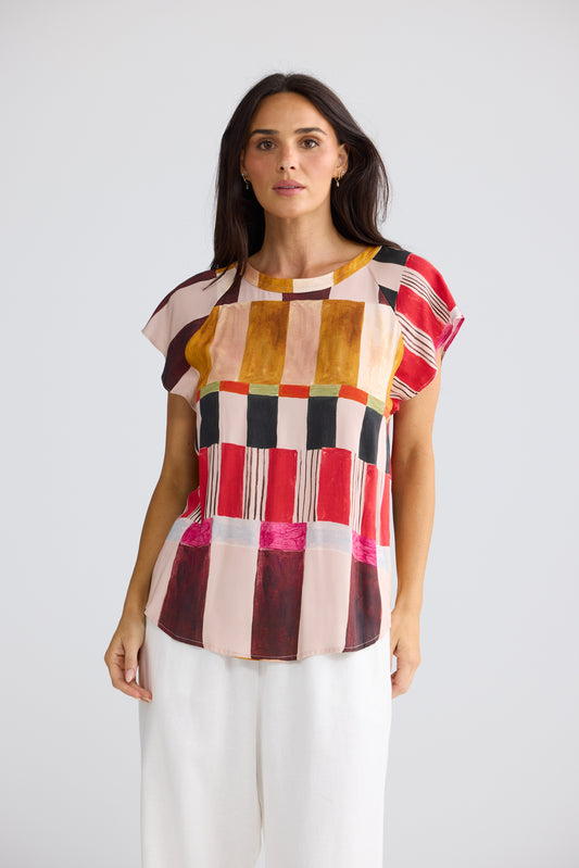 Boulevard Top Short Sleeve Top Painterly Geo