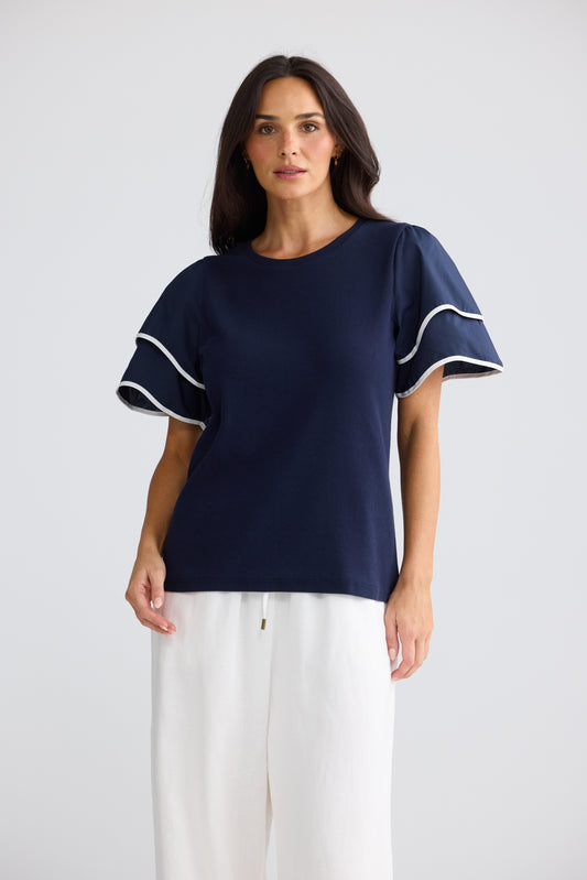 Courtney Summer Tee Navy W White