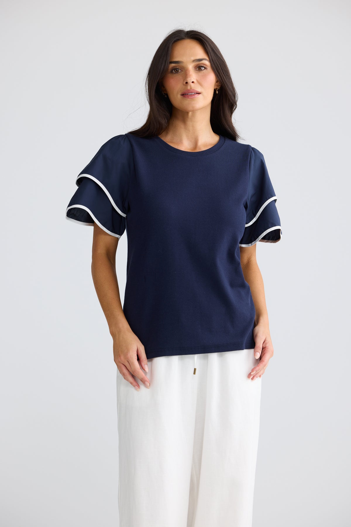 Courtney Summer Tee Navy W White