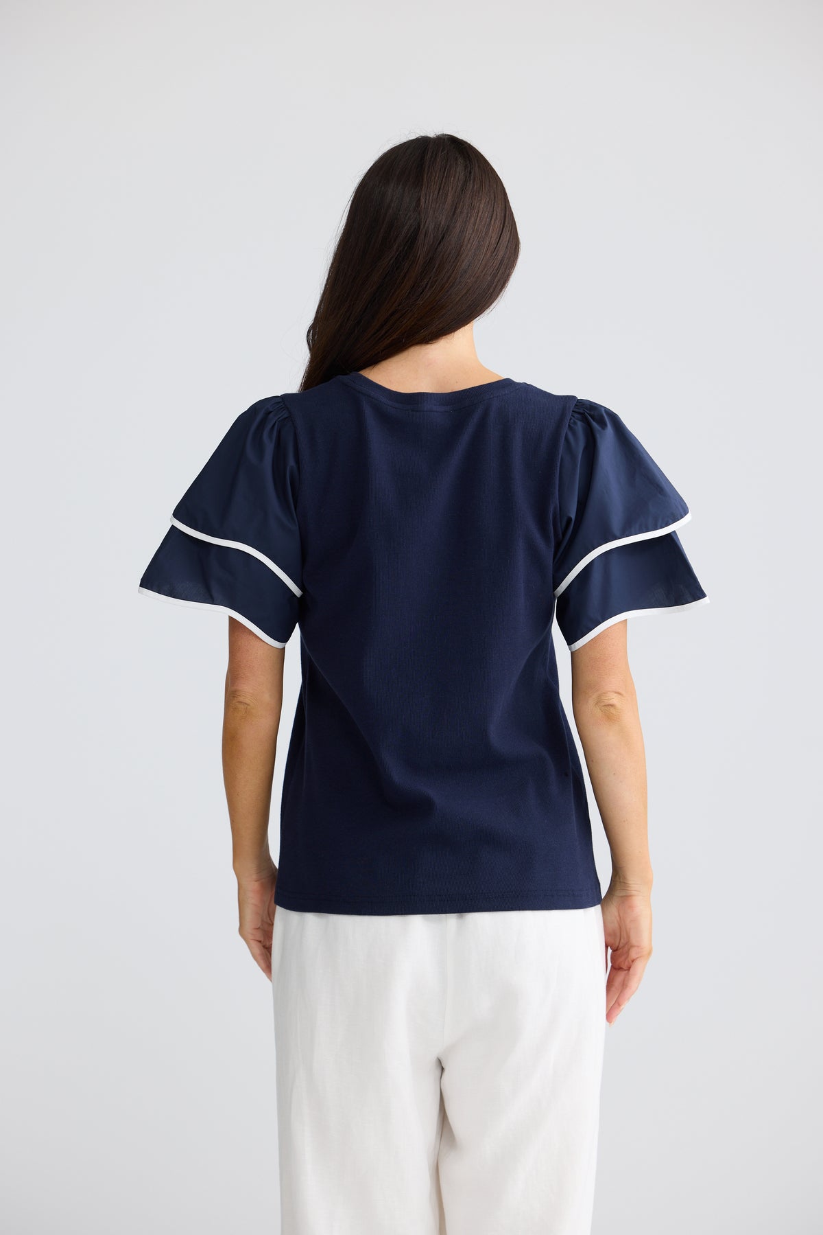 Courtney Summer Tee Navy W White