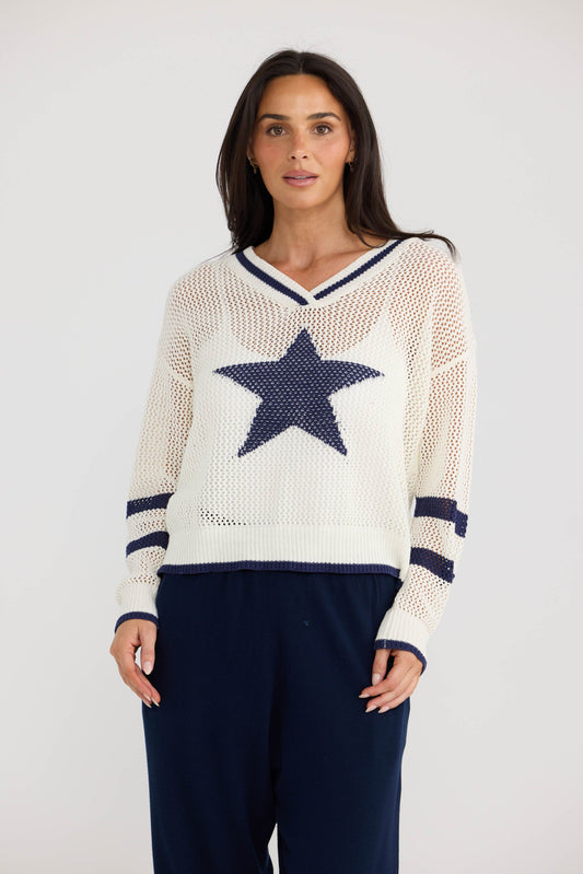Mckinney Summer Knit White W Navy