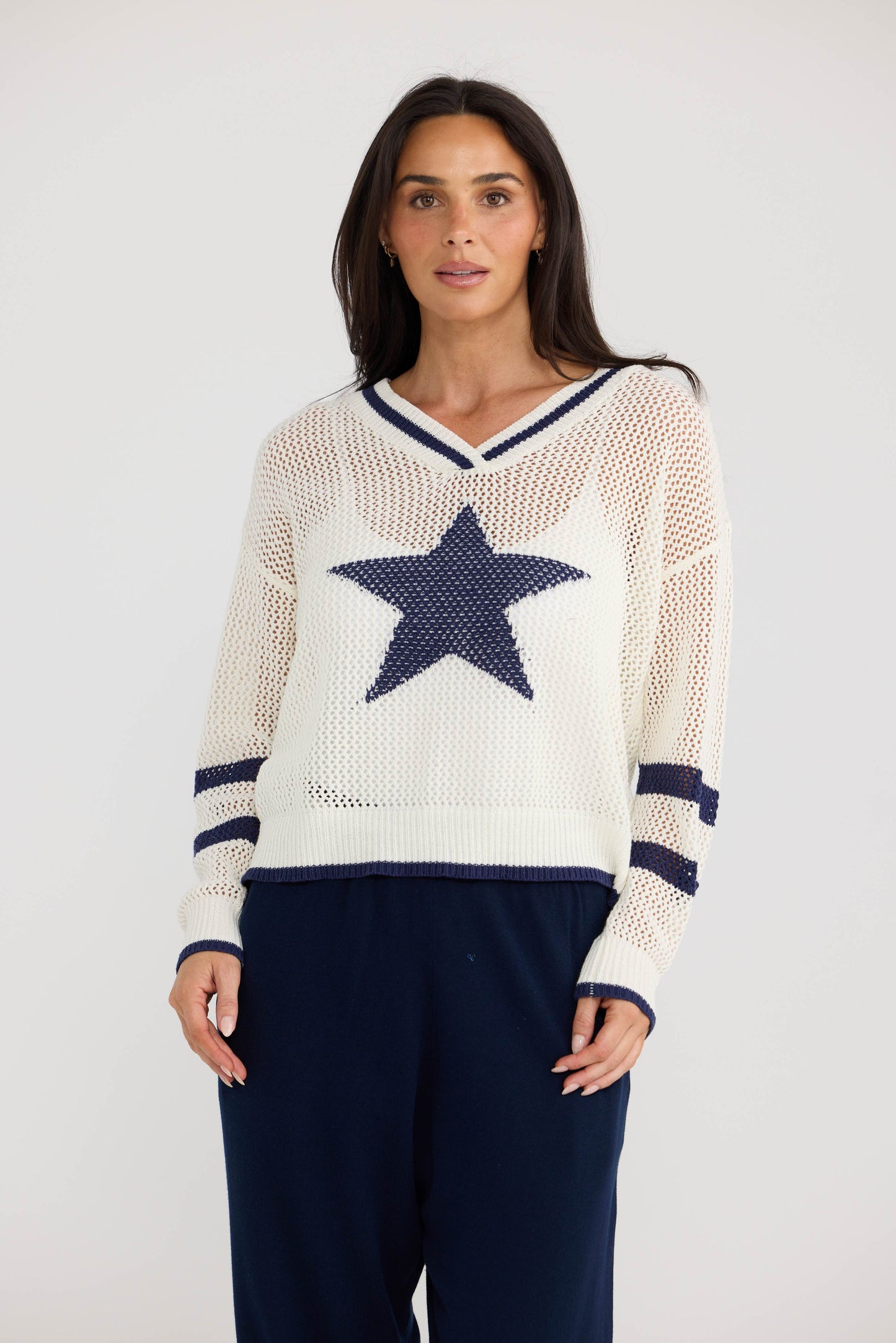 Mckinney Summer Knit White W Navy