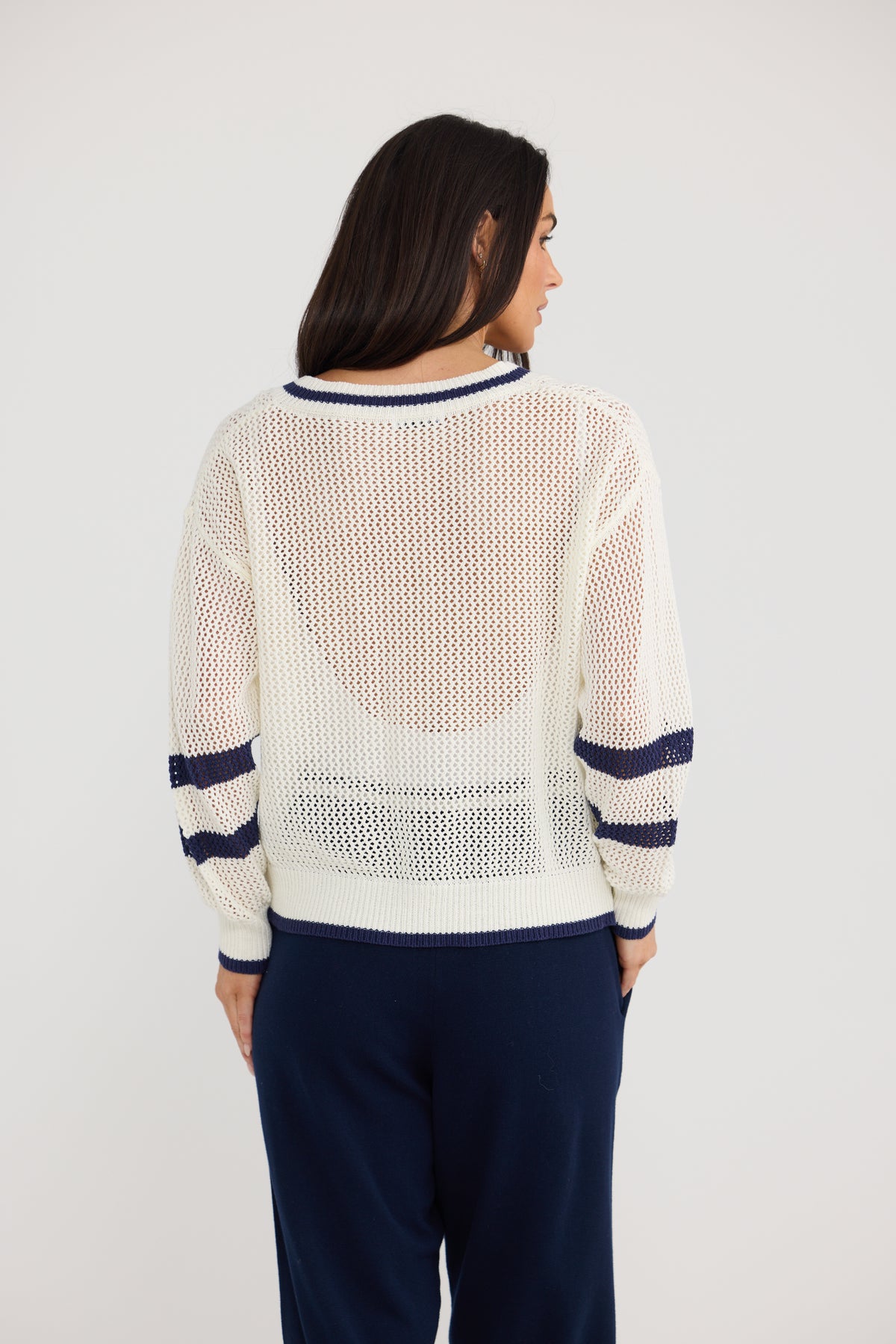 Mckinney Summer Knit White W Navy