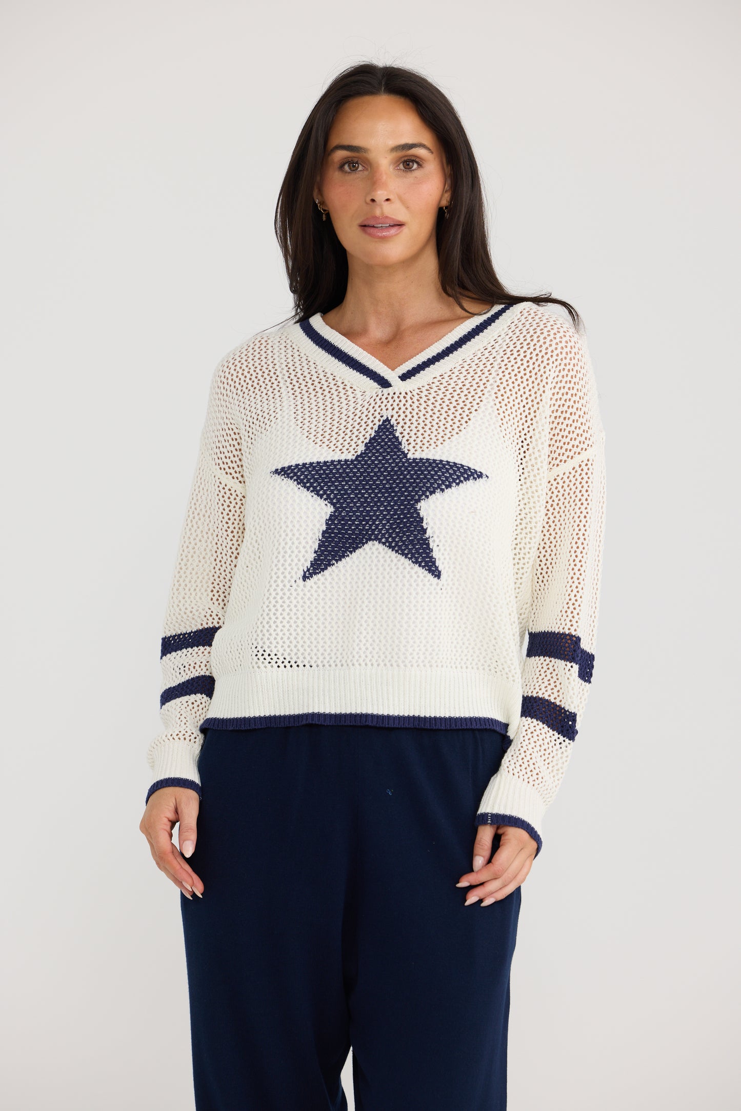Mckinney Summer Knit White W Navy
