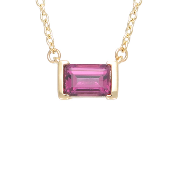 9ct YG Rhodolite Pendant w Chain 45+5cm