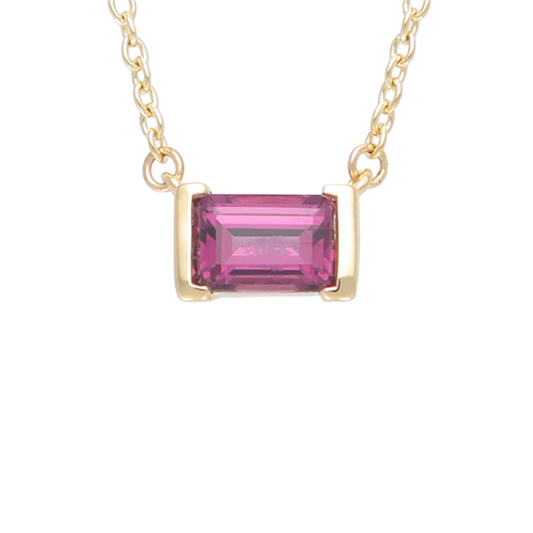 9ct YG Rhodolite Pendant w Chain 45+5cm