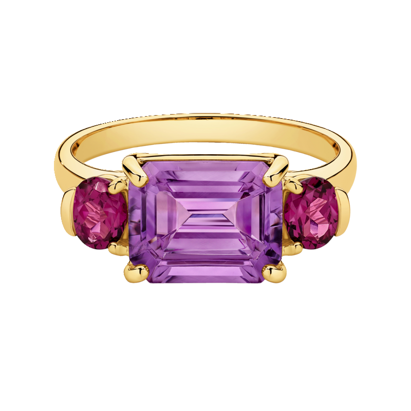 9CT YG Amethyst & Rhodolite Ring