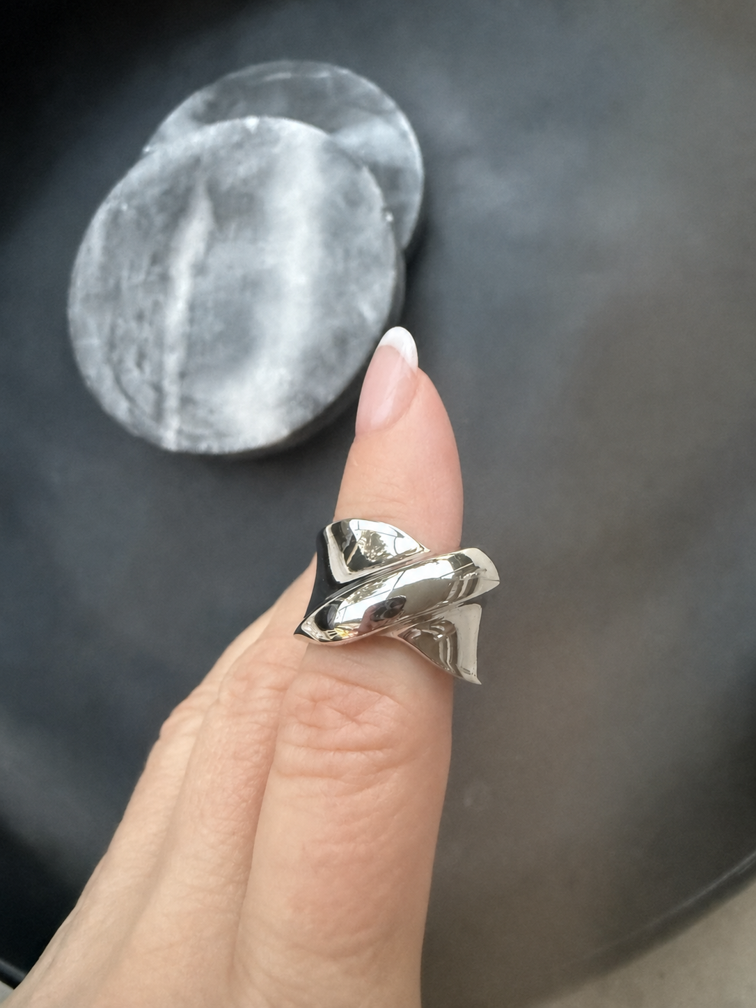 Sterling Silver Crossover Wide Ring