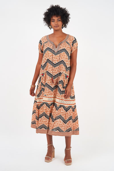 Naudic Sao Paulo Maxi Dress Bohemia Print Rust