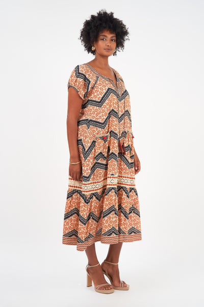 Naudic Sao Paulo Maxi Dress Bohemia Print Rust