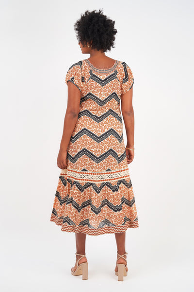 Naudic Sao Paulo Maxi Dress Bohemia Print Rust