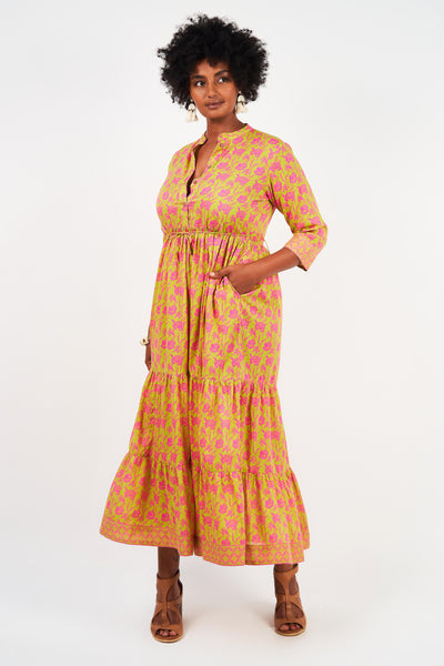 Naudic Leela Maxi Dress Poet Print Fuschia