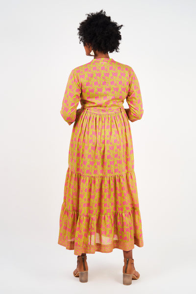 Naudic Leela Maxi Dress Poet Print Fuschia