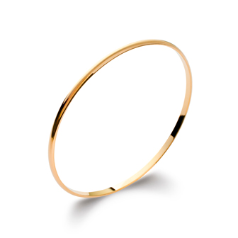 18CT Yellow Gold Plated Plain Narrow Curved 62mm Bangle